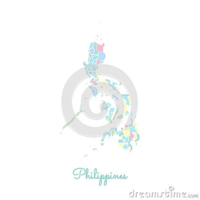 Philippines region map: colorful with white. Vector Illustration