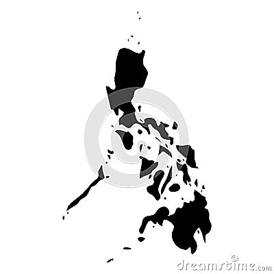 Philippines - solid black silhouette map of country area. Simple flat vector illustration Vector Illustration