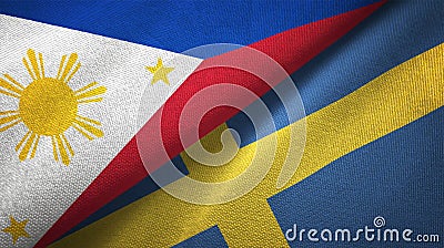 Philippines and Sweden two flags textile cloth, fabric texture Stock Photo