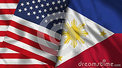 Philippines and Usa Flag - 3D illustration Two Flag Cartoon Illustration