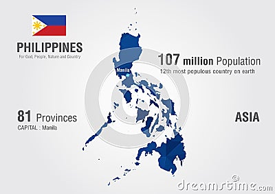 Philippines world map with a pixel diamond texture. Stock Photo