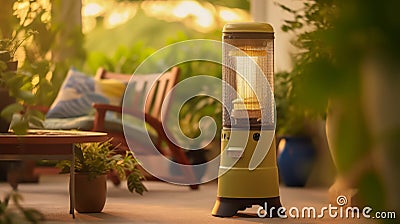 Philips Ht20 V3 Portable Outdoor Heater - Light Green And Dark Gold Stock Photo