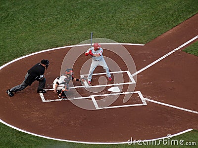 Phillies Shane Victorino waits on incoming pitch Editorial Stock Photo