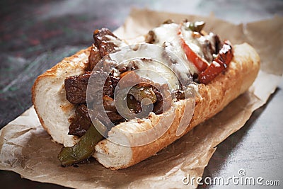 Philly cheese steak sandwich Stock Photo