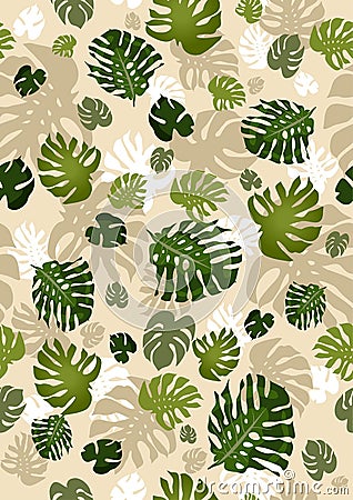 Philodendron leaves seamless Vector Illustration