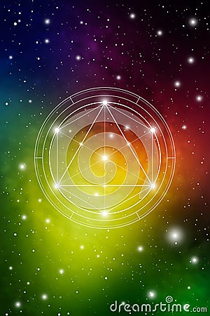 Philosopher stone sacred geometry spiritual new age futuristic illustration with transmutation interlocking circles Vector Illustration