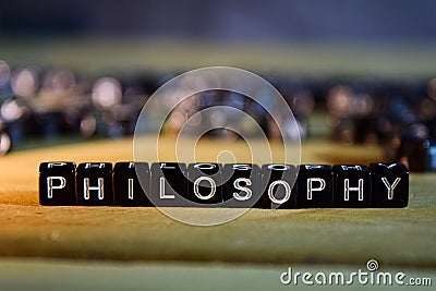 PHILOSOPHY concept wooden blocks on the table Stock Photo