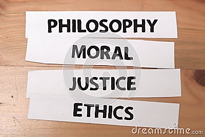 Philosophy Moral Justice Ethics, text words typography written on paper, success life and business motivational inspirational Stock Photo