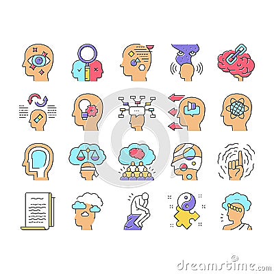 Philosophy Science Collection Icons Set Vector . Vector Illustration