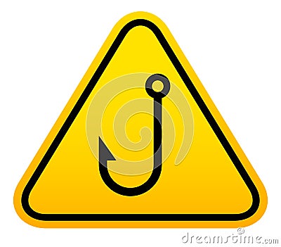 Phishing alert warning sign Vector Illustration