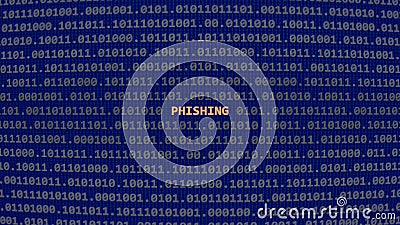 Phishing cyber attack in binary system 0101 Stock Photo