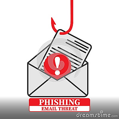 Phishing. Email Threat. Vector illustration on the topic of electronic fraud Vector Illustration