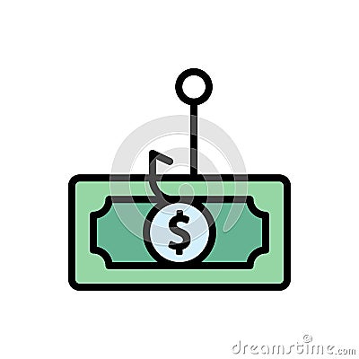 Phishing money dollar icon. Simple color with outline vector elements of hacks icons for ui and ux, website or mobile application Stock Photo
