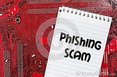 Phishing scam text concept Stock Photo