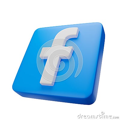 Phitsanulok , Thailand - SEPTEMBER 06, 2022 : Facebook 3D square icon on isolated white background . Embedded clipping paths . 3D Editorial Stock Photo