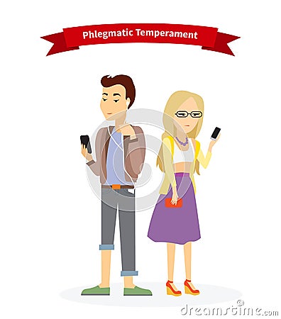 Phlegmatic Temperament Type People Vector Illustration