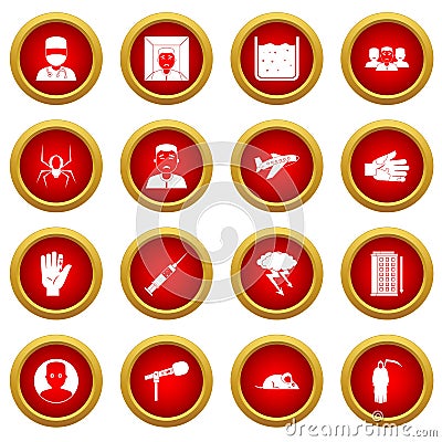 Phobia symbols icon red circle set Vector Illustration