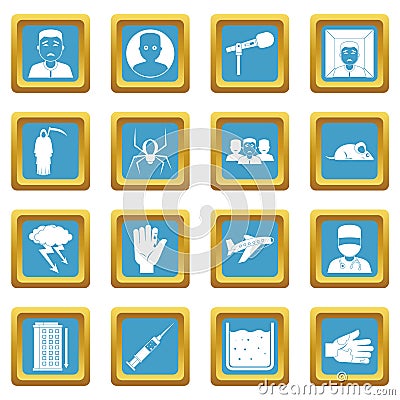 Phobia symbols icons azure Vector Illustration