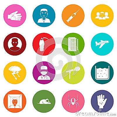 Phobia symbols icons many colors set Vector Illustration