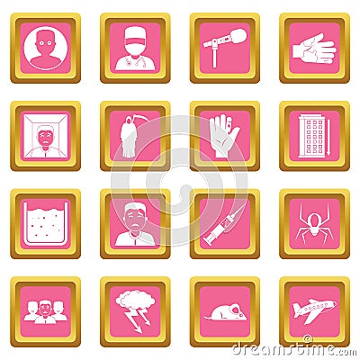 Phobia symbols icons pink Vector Illustration