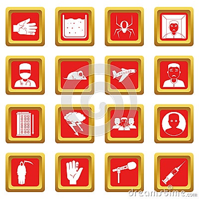 Phobia symbols icons set red Vector Illustration