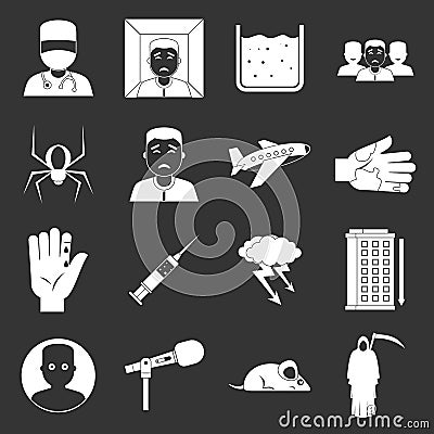 Phobia symbols icons set grey vector Vector Illustration