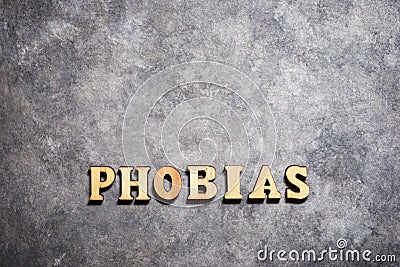 Phobias word view Stock Photo