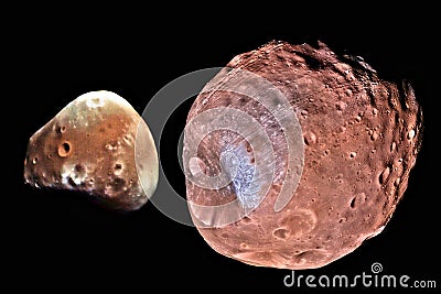 Phobos and Deimos the moons of Mars. Elements of this picture furnished by NASA Stock Photo