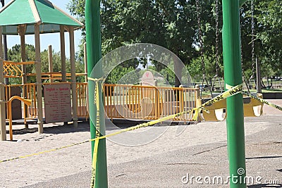 Covid park playground swings 0019 Editorial Stock Photo