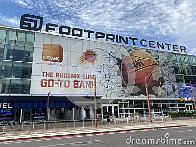 Exterior of the Footprint Center, a basketball arena, home of the NBA team, Phoenix Suns Editorial Stock Photo