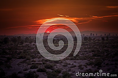 Phoenix, Arizona cityscape during sunset Stock Photo