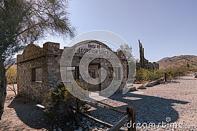 Abandoned Scorpion Gulch trading store complex near South Mountain Park Editorial Stock Photo