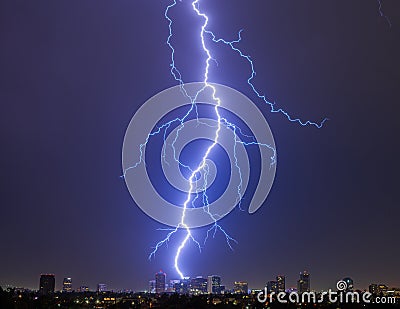 Phoenix Arizona skyline lightning strike Stock Photo