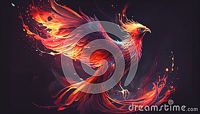 Fire Phoenix bird Stock Photo