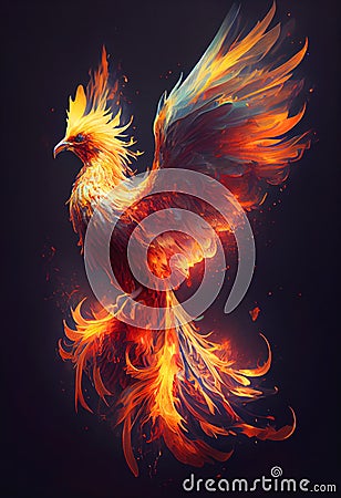 Fire Phoenix bird Stock Photo