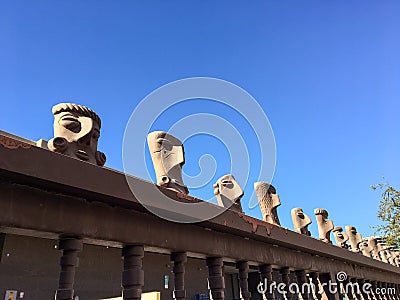 Creative Fancy Fence Heads Editorial Stock Photo