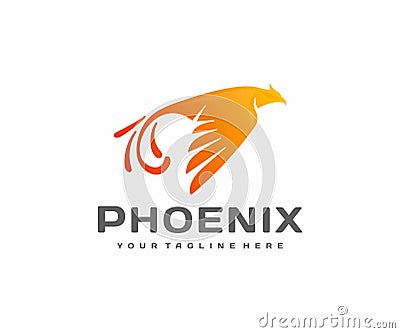 Phoenix bird logo design. Flying fire bird vector design Vector Illustration