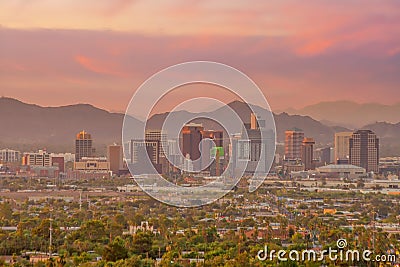 Phoenix city downtown skyline cityscape of Arizona in USA Editorial Stock Photo