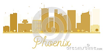 Phoenix City skyline golden silhouette. Cartoon Illustration