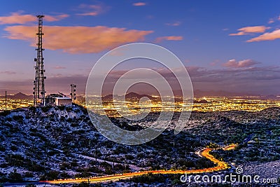 Phoenix Cityscape at Night Stock Photo