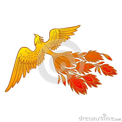 Phoenix Fire bird illustration and character design.Hand drawn Phoenix tattoo Japanese and Chinese style,Legend of the Vector Illustration