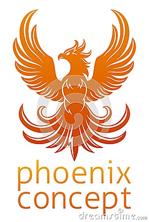 Phoenix Fire Bird Rising Wings Spread Eagle Stock Photo