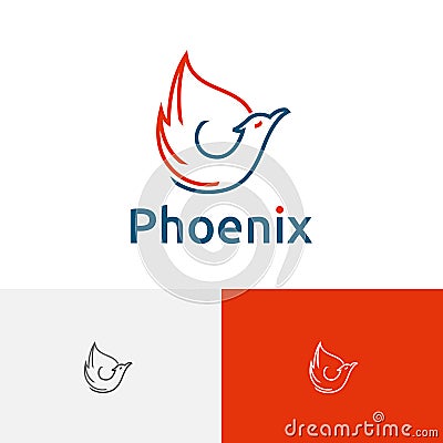 Phoenix Fire Flame Bird Abstract Line Logo Template Vector Illustration