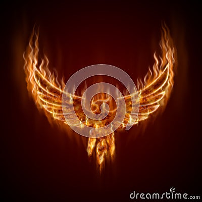 Phoenix from fire with wings Stock Photo