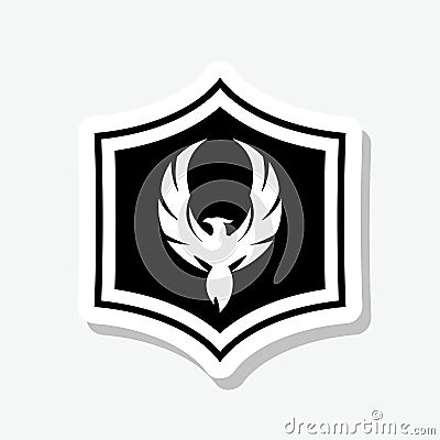 Phoenix logo creative logo sticker isolated on gray background Vector Illustration