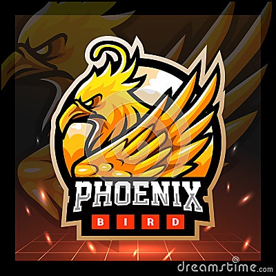 Phoenix mascot. esport logo badge Vector Illustration