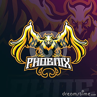 Phoenix mascot logo design vector with modern illustration concept style for badge, emblem and t shirt printing. Angry phoenix Vector Illustration