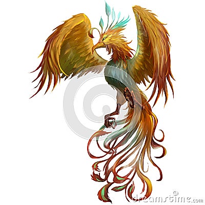 Phoenix, the Mystery Mythical Creatures from Middle Ages and Medieval Stock Photo