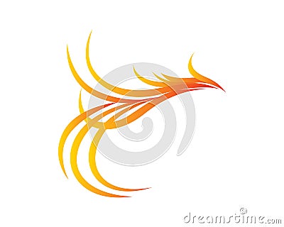 Phoenix Rising and Flying to the Sky Vector Illustration