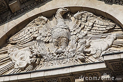 Phoenix Sculpture on the facade of St. Pauls Cathedral Stock Photo